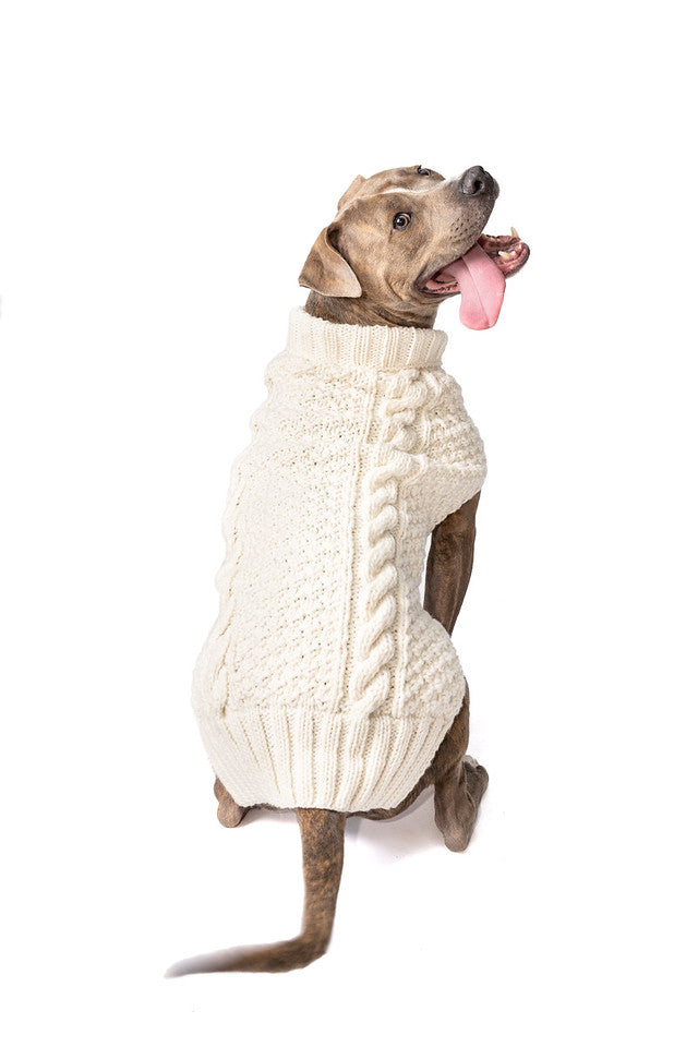 Chilly Dog - Dog Sweater Natural Cable Knit
