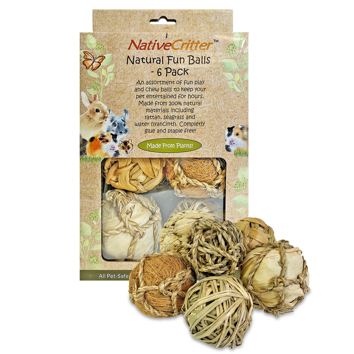 Exotic Nutrition - Natural Fun Balls w/ Rattan, Seagrass & Water Hyacinth (6 pack) - Southern Agriculture 