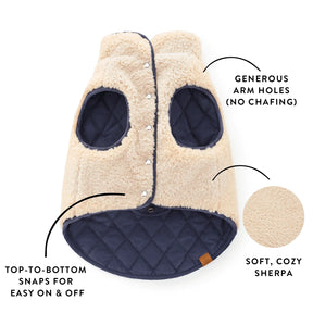 Foggy Dog - Dog Jacket Navy Sherpa-Lined Reversible - Southern Agriculture 