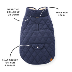 Foggy Dog - Dog Jacket Navy Sherpa-Lined Reversible - Southern Agriculture 