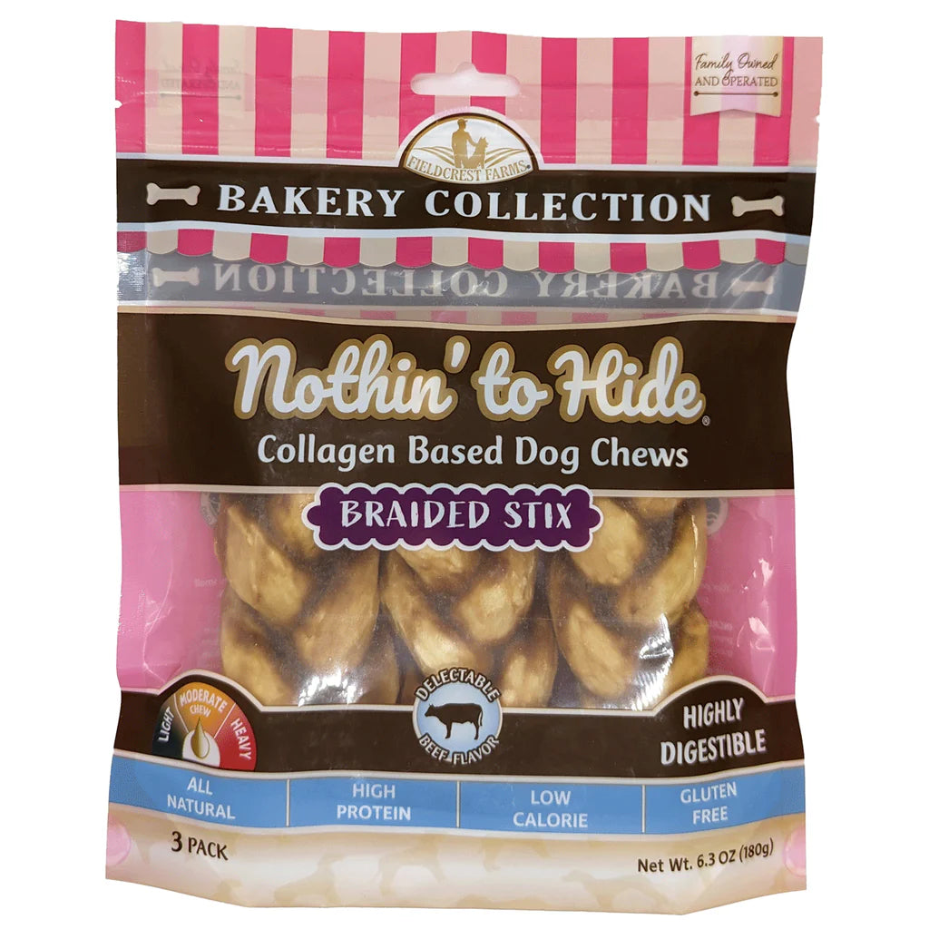 Fieldcrest Farms - Nothin' To Hide Bakery Beef Braided Stick Dog Chews - Southern Agriculture 