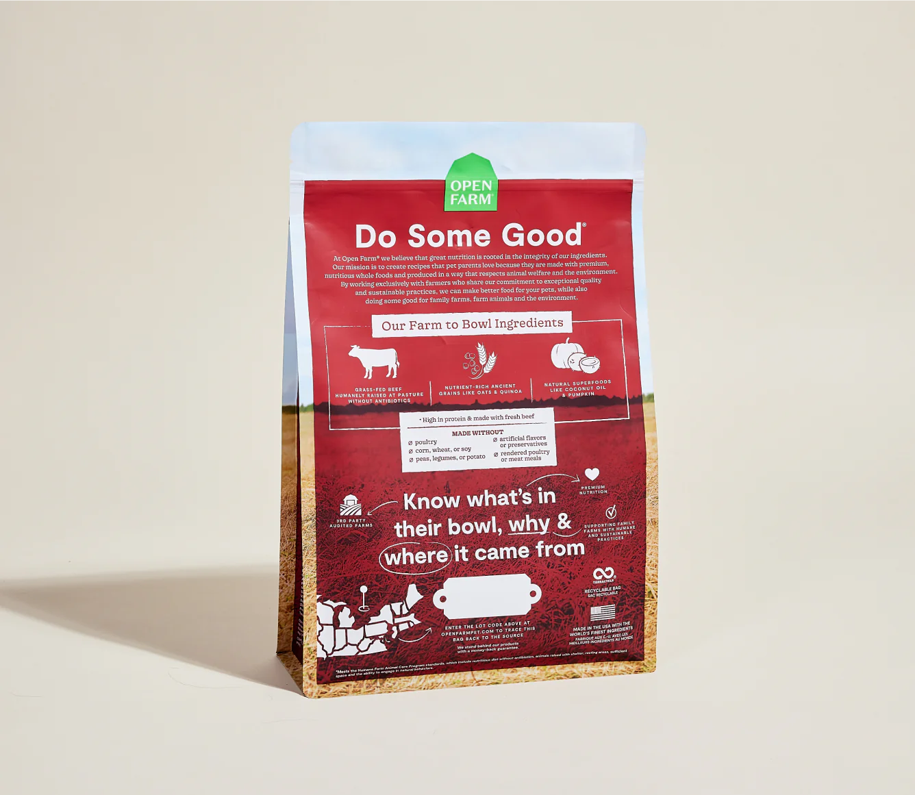 Open Farms - Grass-Fed Beef & Ancient Grains Dog Food - Southern Agriculture 