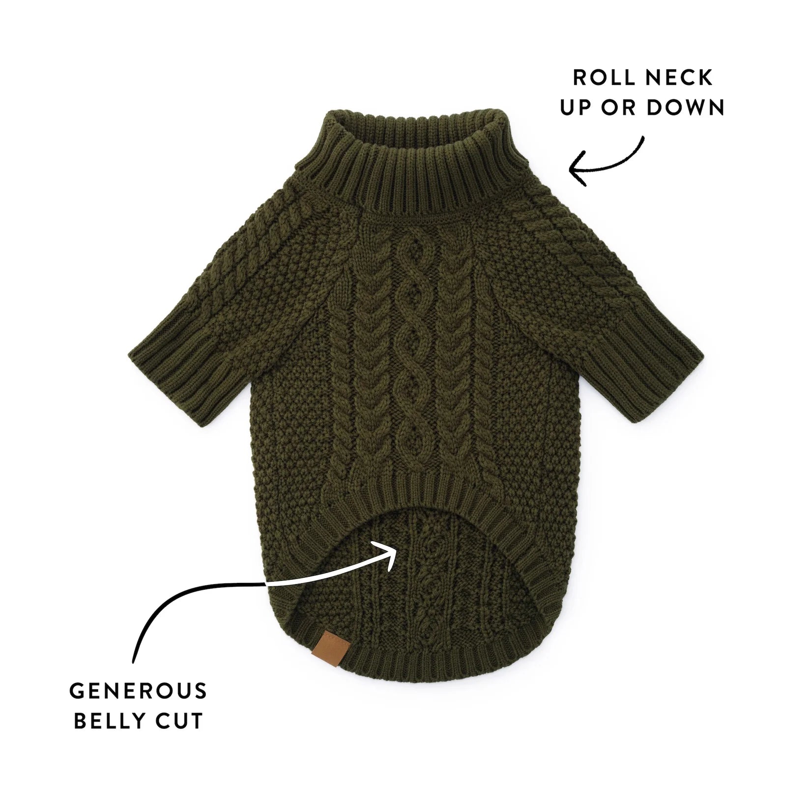 The Foggy Dog - Dog Sweater Cable Knit Olive