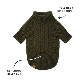 The Foggy Dog - Dog Sweater Cable Knit Olive