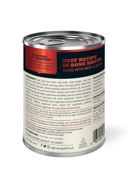 Champion Petfoods, Acana - All Dog Breeds, All Life Stages Premium Chunks, Beef Recipe in Bone Broth - Southern Agriculture 