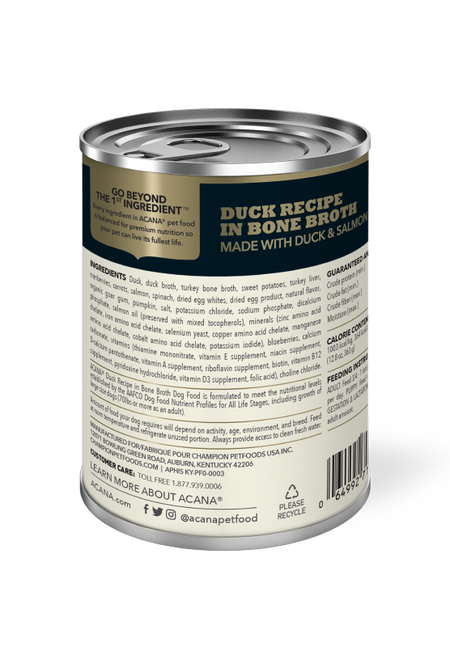 Champion Petfoods, Acana - All Dog Breeds, All Life Stages Premium Chunks, Duck Recipe in Bone Broth - Southern Agriculture 