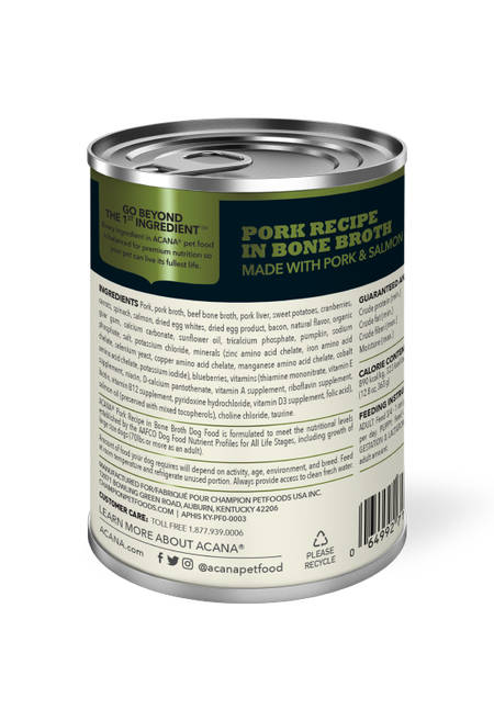 Champion Petfoods, Acana - All Dog Breeds, All Life Stages   Premium Chunks, Pork Recipe in Bone Broth - Southern Agriculture 