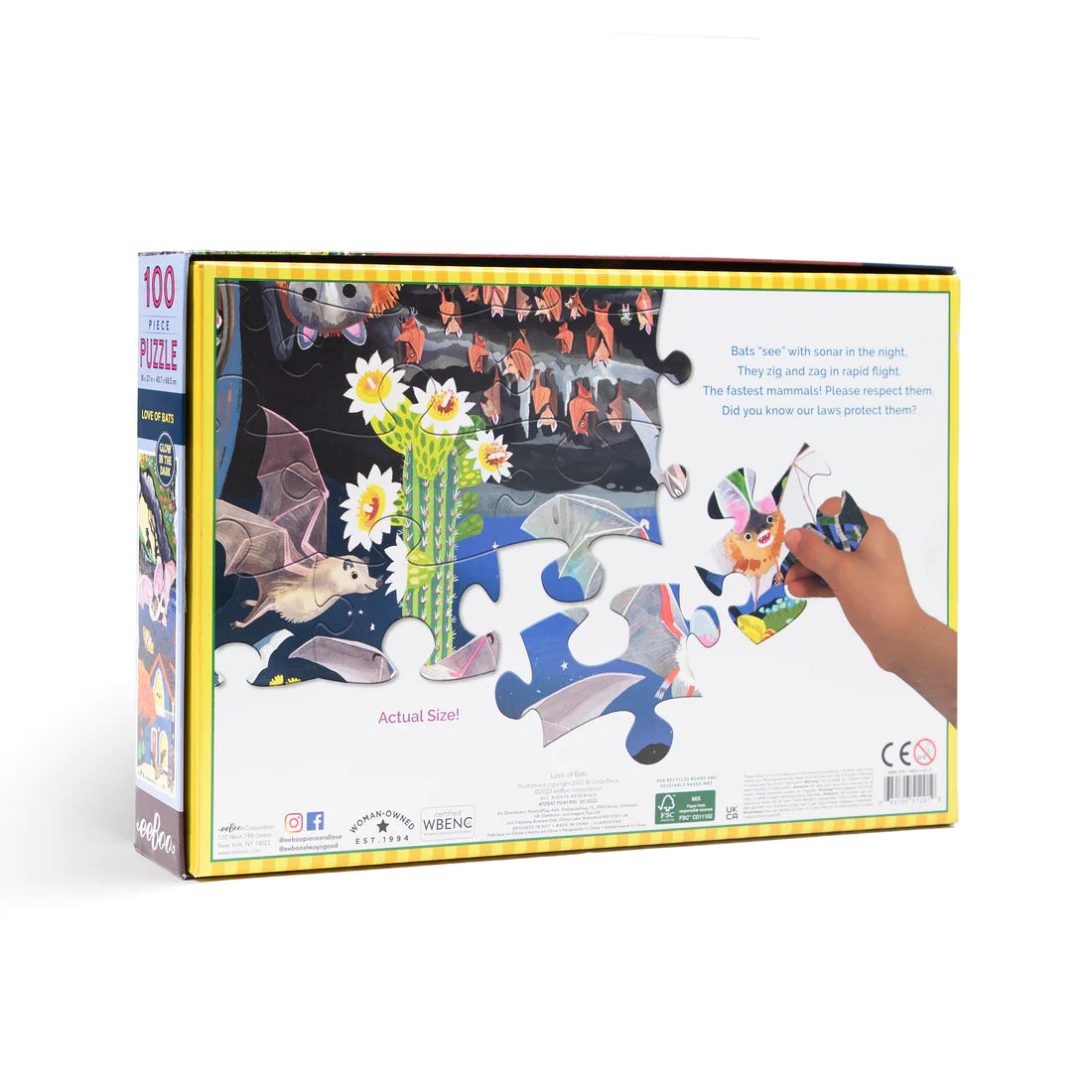 eeBoo - Love of Bats (Glow in the Dark) 100 Piece Puzzle - Southern Agriculture 
