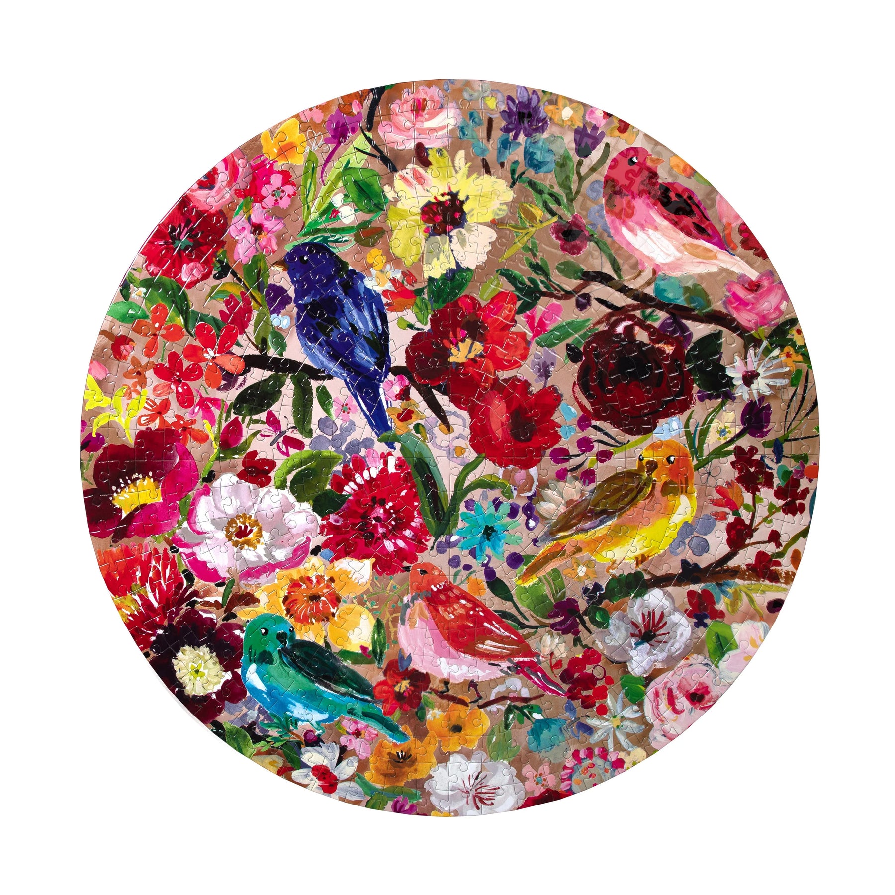 eeBoo - Birds & Blossoms 500 Piece Round Puzzle