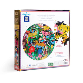 eeBoo - Jaguars and Butterflies 500 Piece Puzzle Round