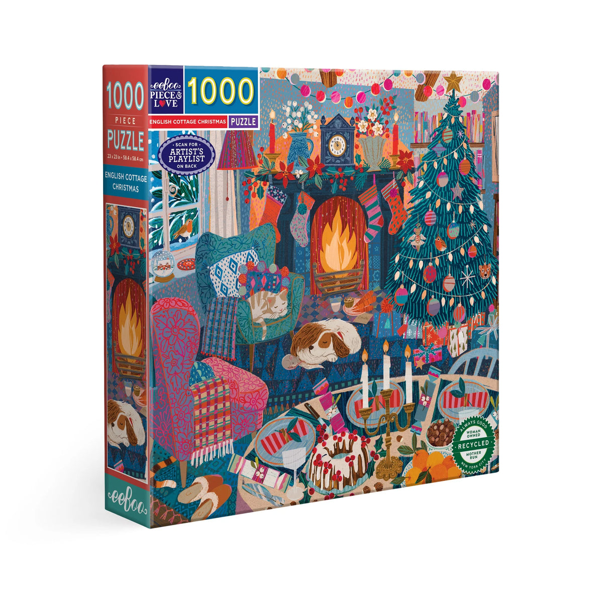 eeBoo - English Cottage Christmas 1000 Piece Puzzle