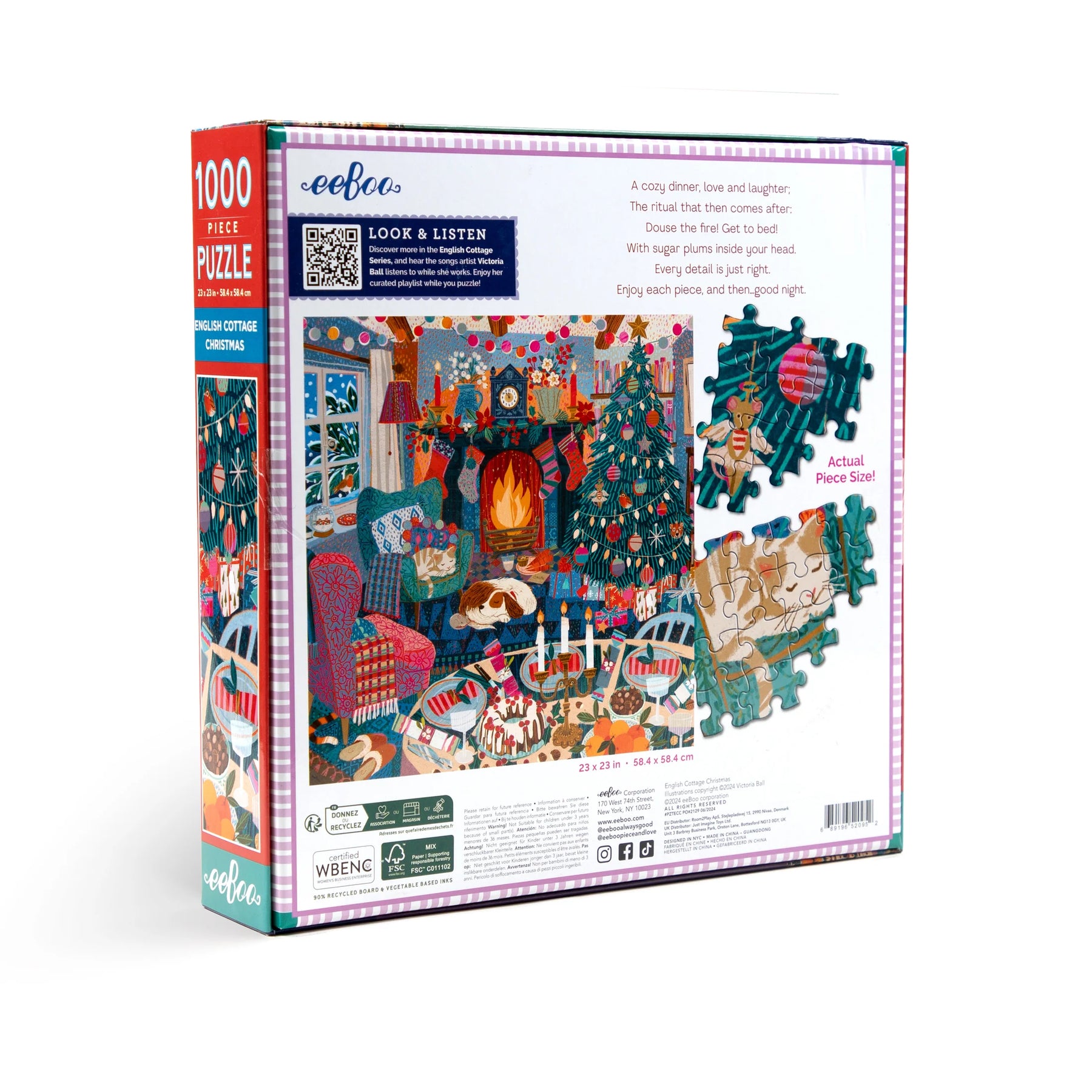 eeBoo - English Cottage Christmas 1000 Piece Puzzle