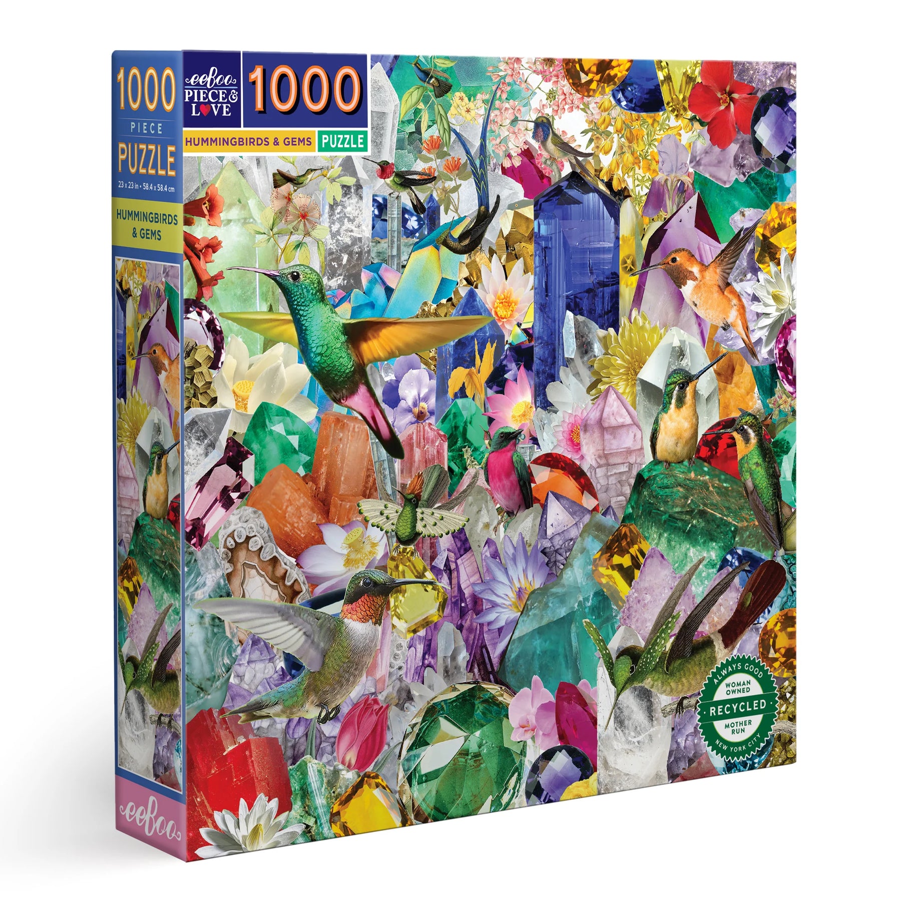 eeBoo - Hummingbirds and Gems 1000 Piece Puzzle