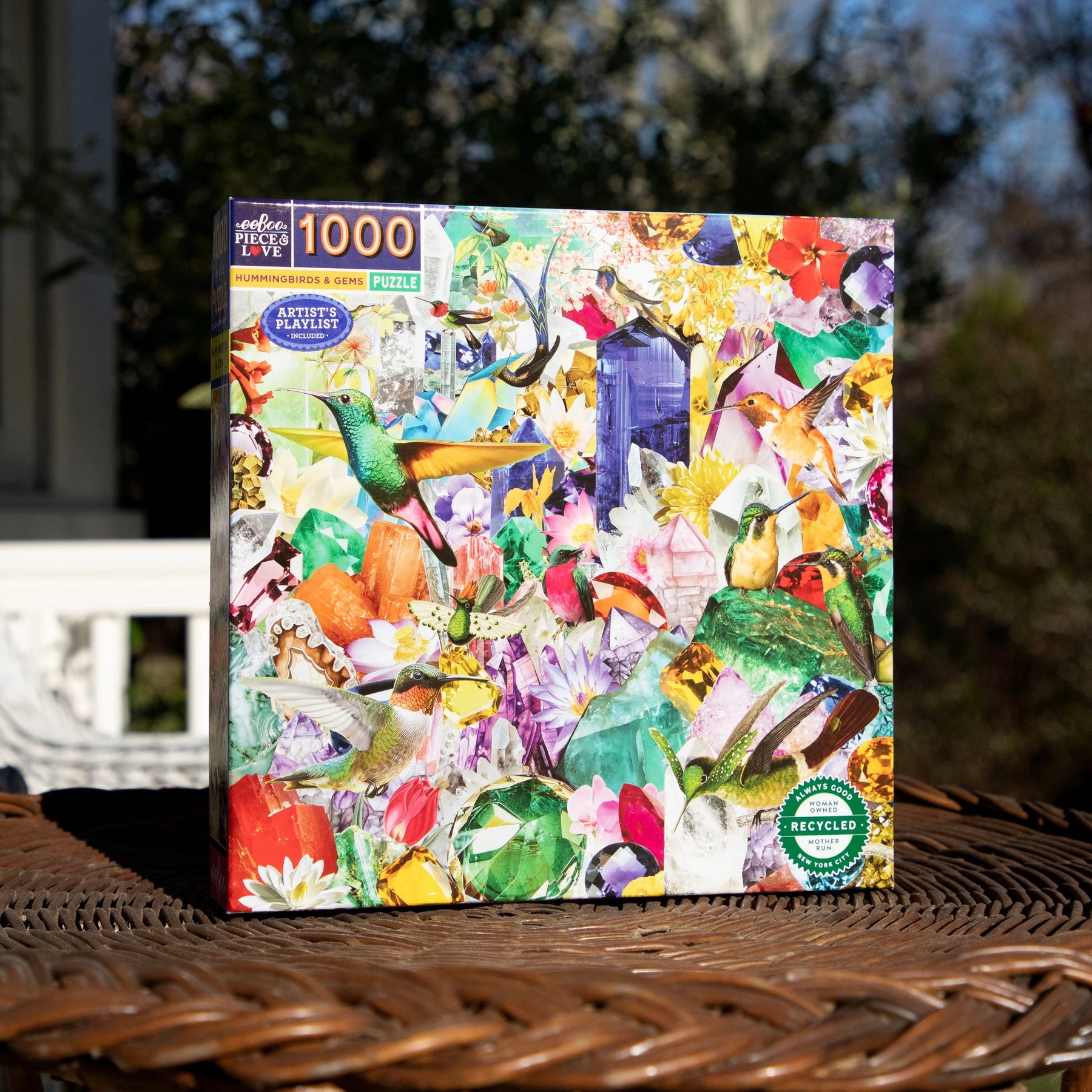 eeBoo - Hummingbirds and Gems 1000 Piece Puzzle