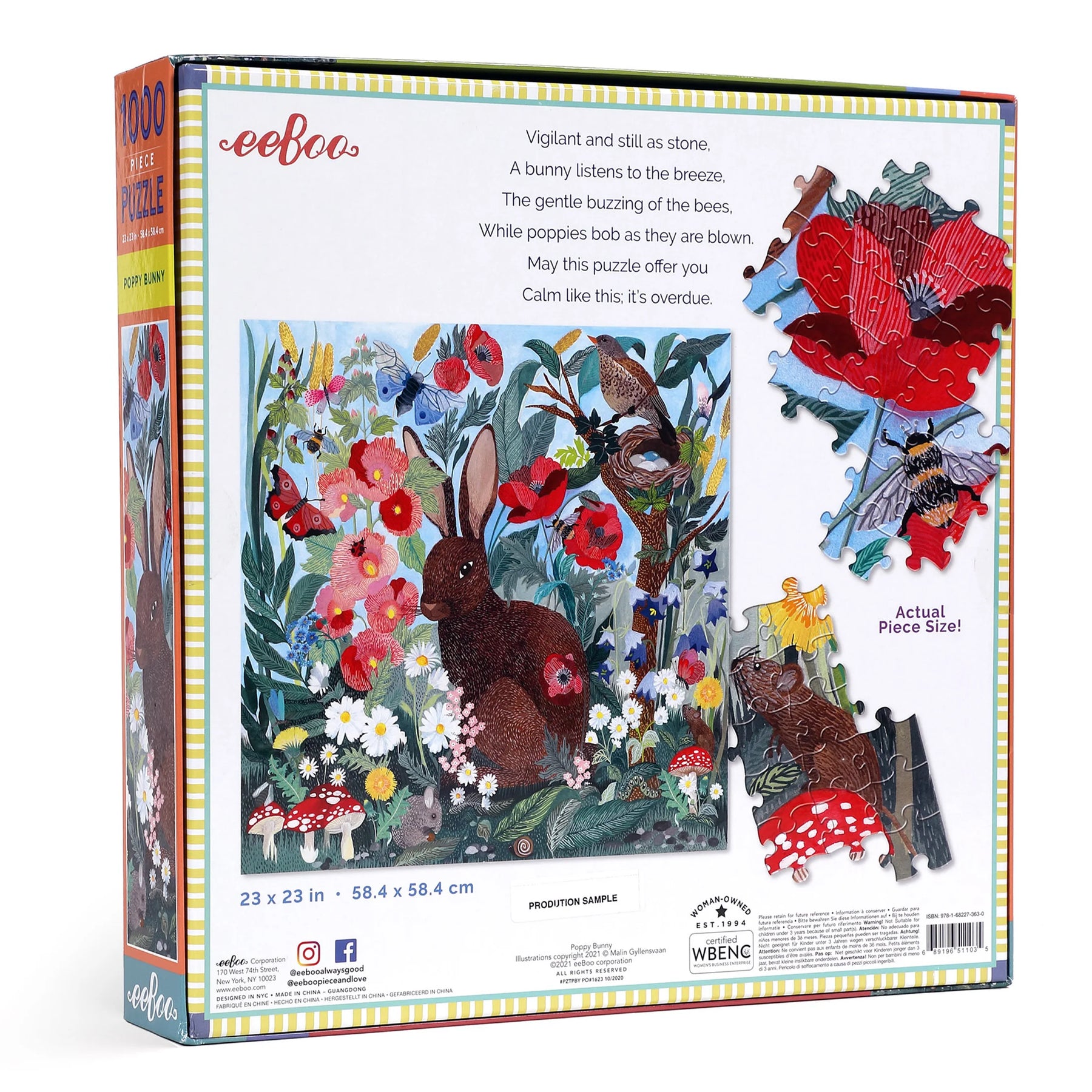 eeBoo - Poppy Bunny 1000 Piece Puzzle - Southern Agriculture 
