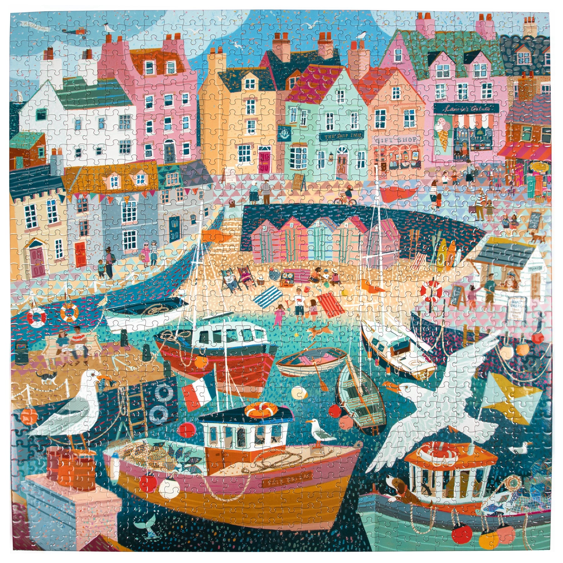 eeBoo - Seaside Harbor Square Puzzle