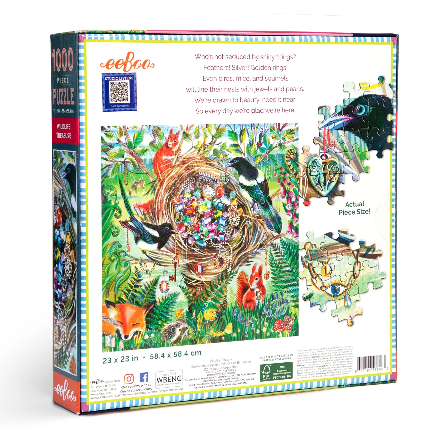 eeBoo - Wildlife Treasure 1000 Piece Puzzle