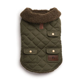 fabdog - Olive Quilted Shearling Dog Coat