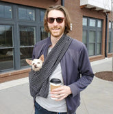 Walking Pet- Pet Sling Pinstripe Black & White