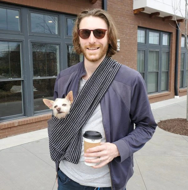Walking Pet- Pet Sling Pinstripe Black & White