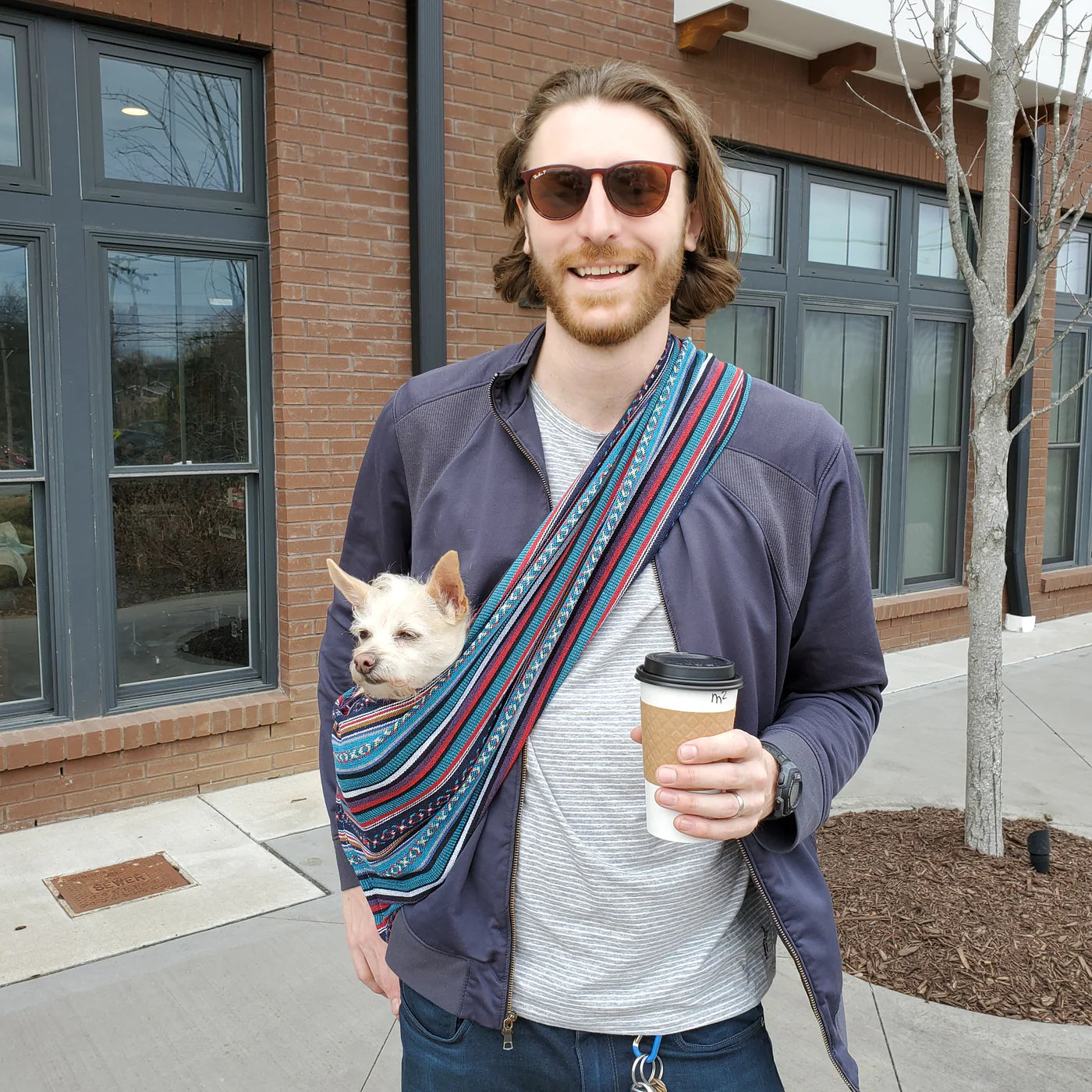 Walking Pet- Pet Sling Pinstripe Black & White