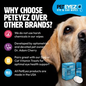 PetEyez - Hypochlor + Eye & Ear Wipes For Dogs & Cats -Antimicrobial