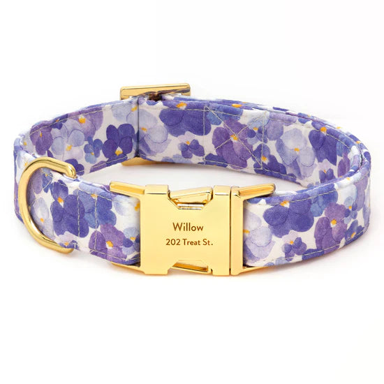 The Foggy Dog - Dog Collar Pressed Pansies