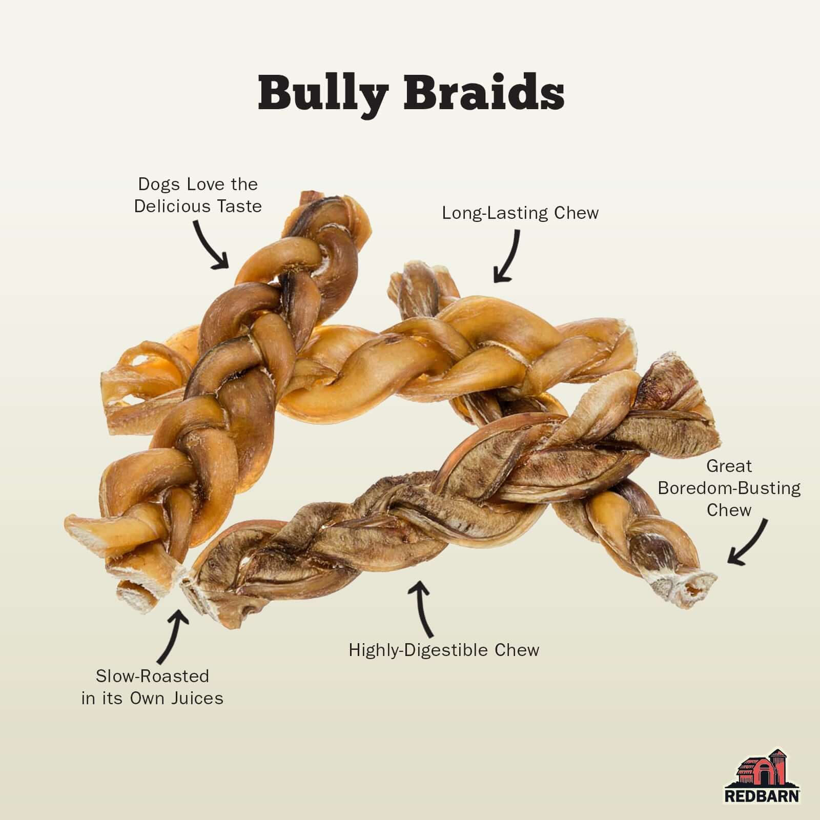 Redbarn - Braided Bully Sticks Dog Treat - Southern Agriculture 
