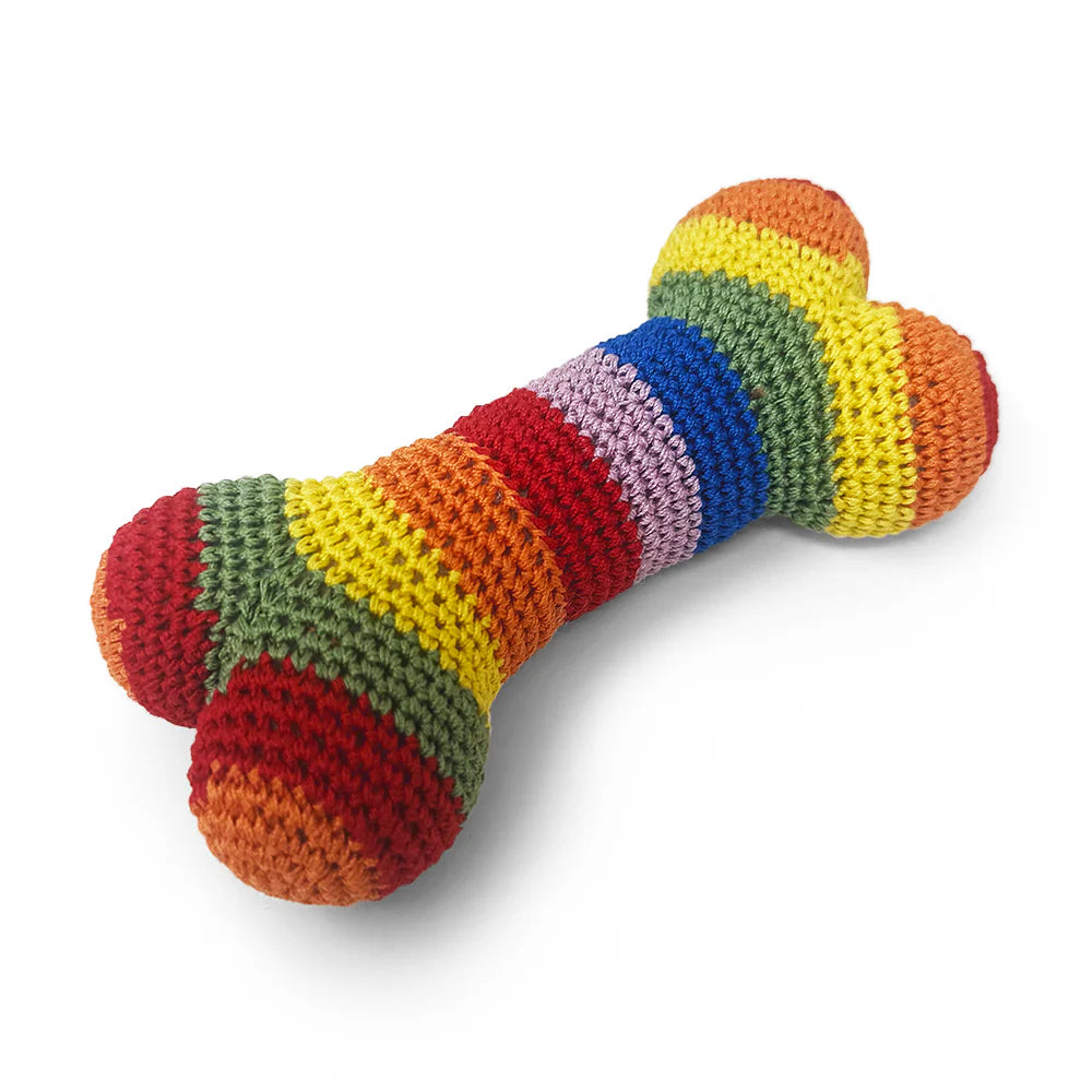 Dogo Pet -  Crochet Rainbow Bone Dog Toy