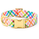 The Foggy Dog - Dog Collar Rainbow Gingham