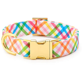 The Foggy Dog - Dog Collar Rainbow Gingham