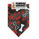 FunDog Bandanas - Dog Bandana Red Paws & White Bones