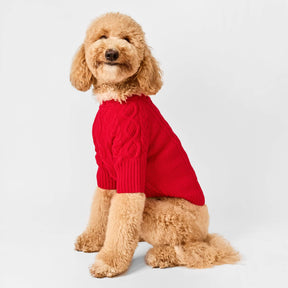 The Foggy Dog - Dog Sweater Red Cable Knit