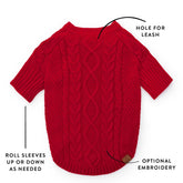 The Foggy Dog - Dog Sweater Red Cable Knit