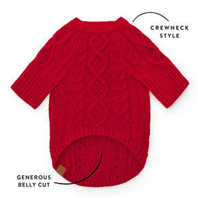 The Foggy Dog - Dog Sweater Red Cable Knit