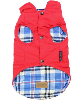 Parisian Pet - Dog Jacket Red w/ Plaid (Reversible) - Southern Agriculture 