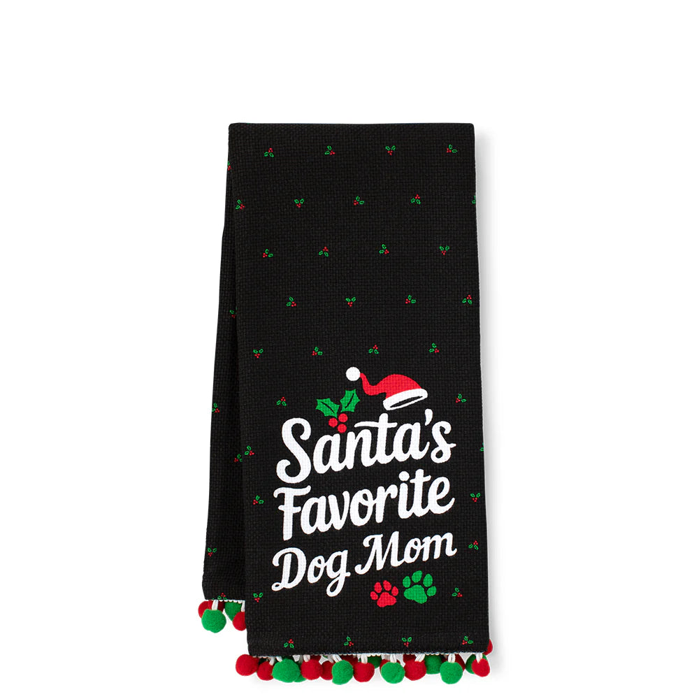 Swig - Tea Towel Santa's Favorite Dog Mom
