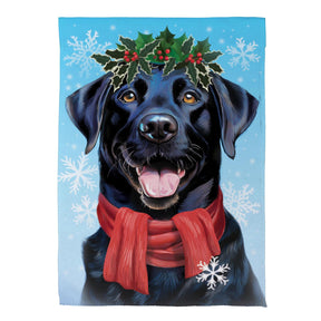 Evergreen Enterprises - Flag Happy Winter Black Lab