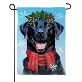 Evergreen Enterprises - Flag Happy Winter Black Lab