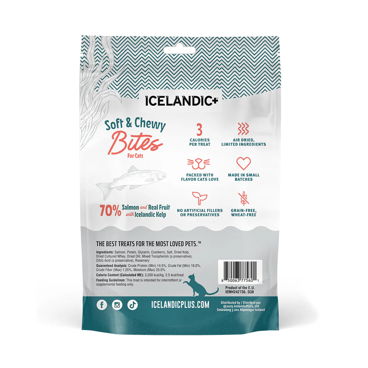 Icelandic+ Soft & Chewy Bites Salmon, Cranberry & Kelp Treats For Cats