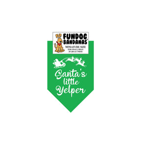 FunDog Bandanas - Dog Bandana Santa's Little Yelper - Green