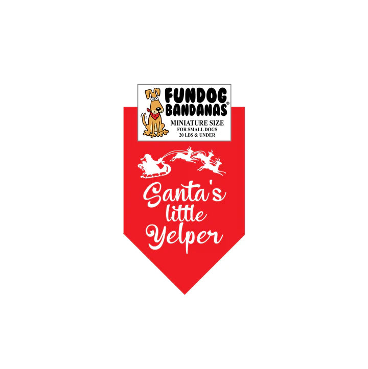 FunDog Bandanas - Dog Bandana Santa's Little Yelper - Red