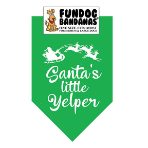 FunDog Bandanas - Dog Bandana Santa's Little Yelper - Green