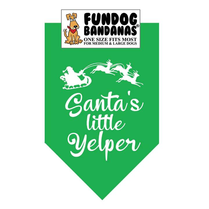 FunDog Bandanas - Dog Bandana Santa's Little Yelper - Green