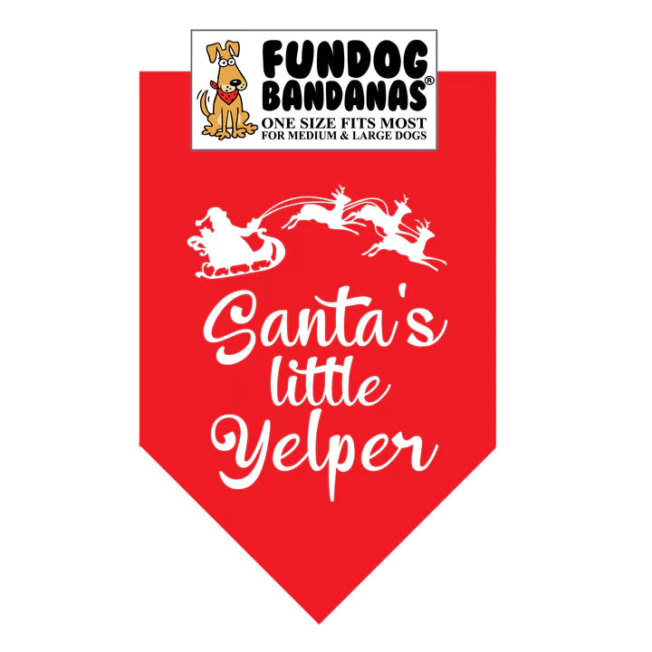 FunDog Bandanas - Dog Bandana Santa's Little Yelper - Red