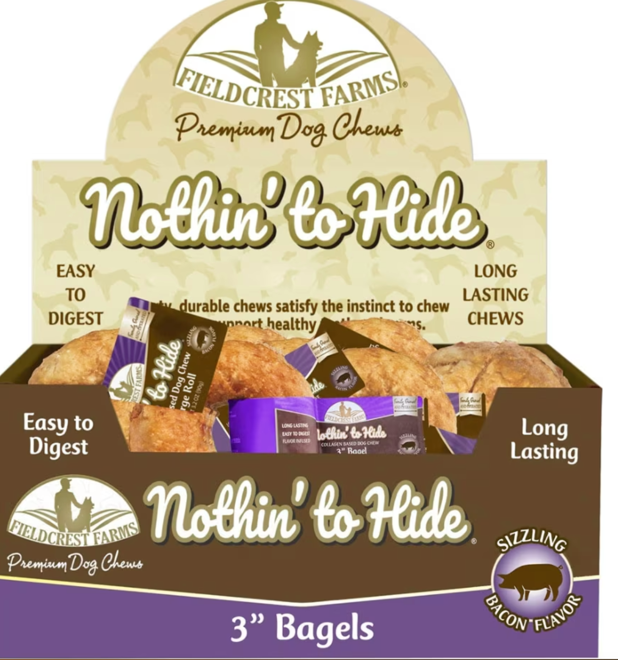 Fieldcrest Farms - Nothin' To Hide Bagel Bacon Rawhide Alternative Dog Chews