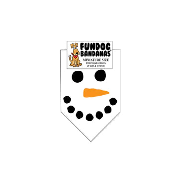 FunDog Bandanas - Dog Bandana Snowman Face - White