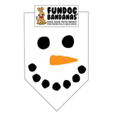 FunDog Bandanas - Dog Bandana Snowman Face - White