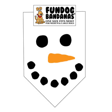 FunDog Bandanas - Dog Bandana Snowman Face - White