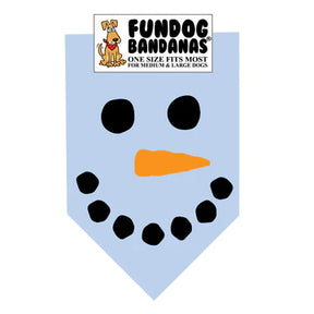 FunDog Bandanas - Dog Bandana Snowman Face - Blue